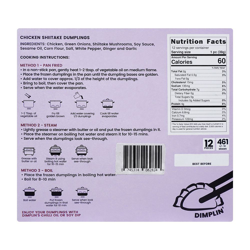 Dimplin Chicken Shitake Dumplings With Chilli Oil and Soy Dip, 12-Pack - Image 4