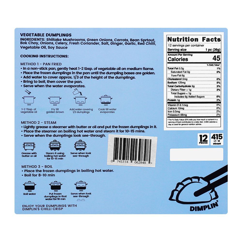 Dimplin Vegetable Dumplings With Chilli Crisp, 12-Pack - Image 4